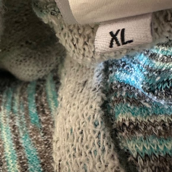 One World women’s size XL green stripe terry brad embellished long sleeve top - Picture 9 of 10